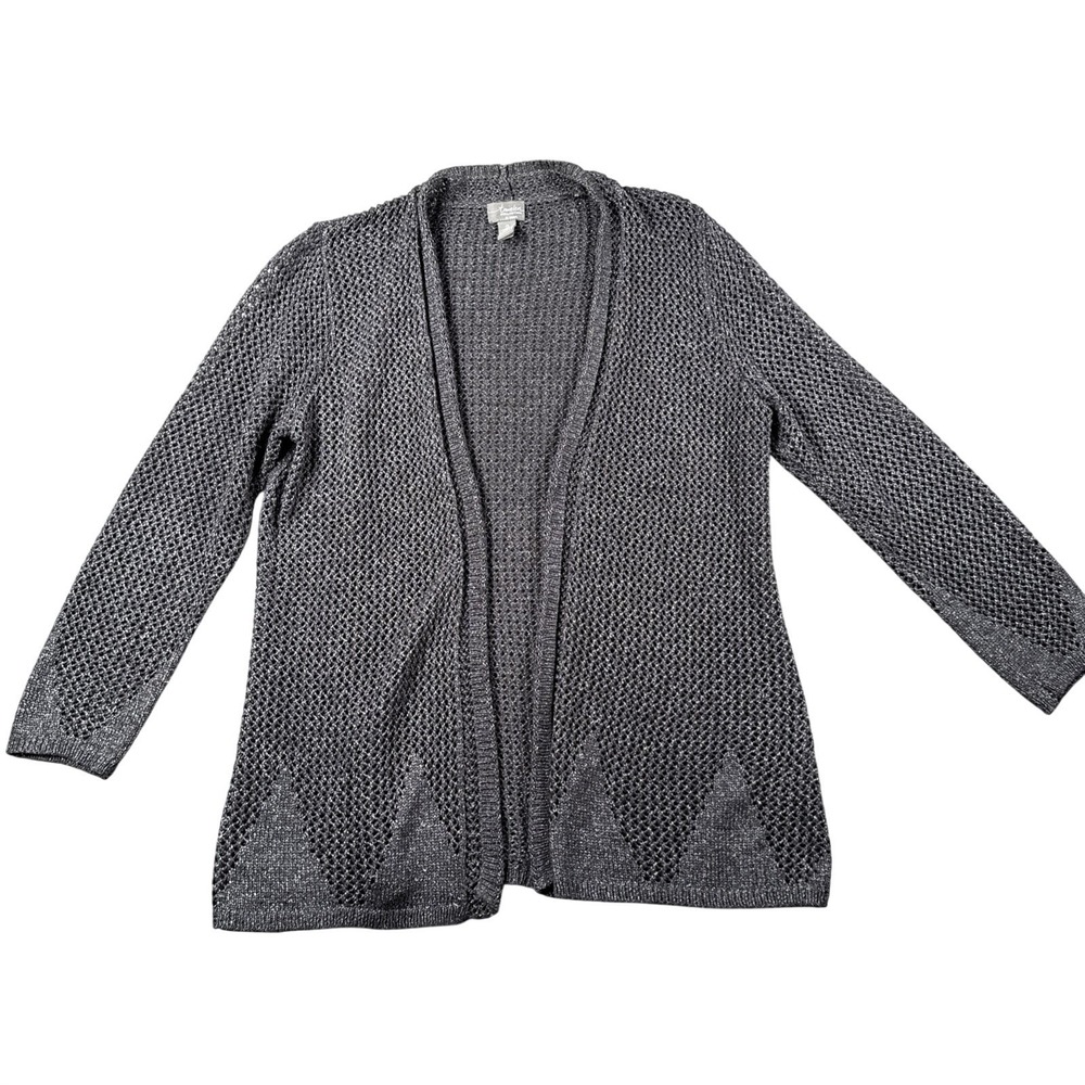 Chicos‎ Cardigan Sweater Womens 2 (US L) Loose Knit Open Front Beach Coastal